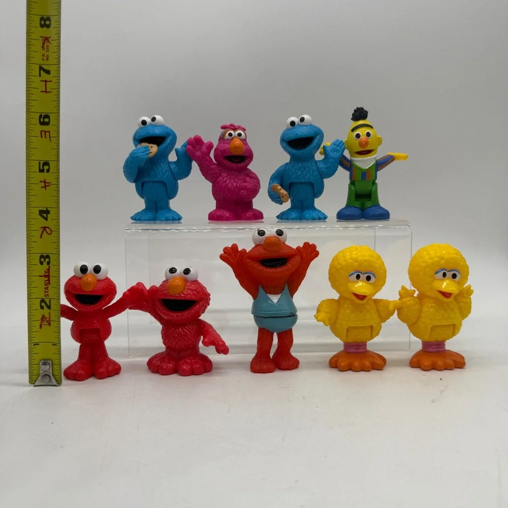 Sesame Street Figure Lot Elmo Cookie Monster Big Bird Bert Telly 9pc PVC